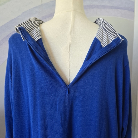 Crown & Ivy | 3X | Blue & White Layered Sweater With Silver Threaded Details - Picture 7 of 9